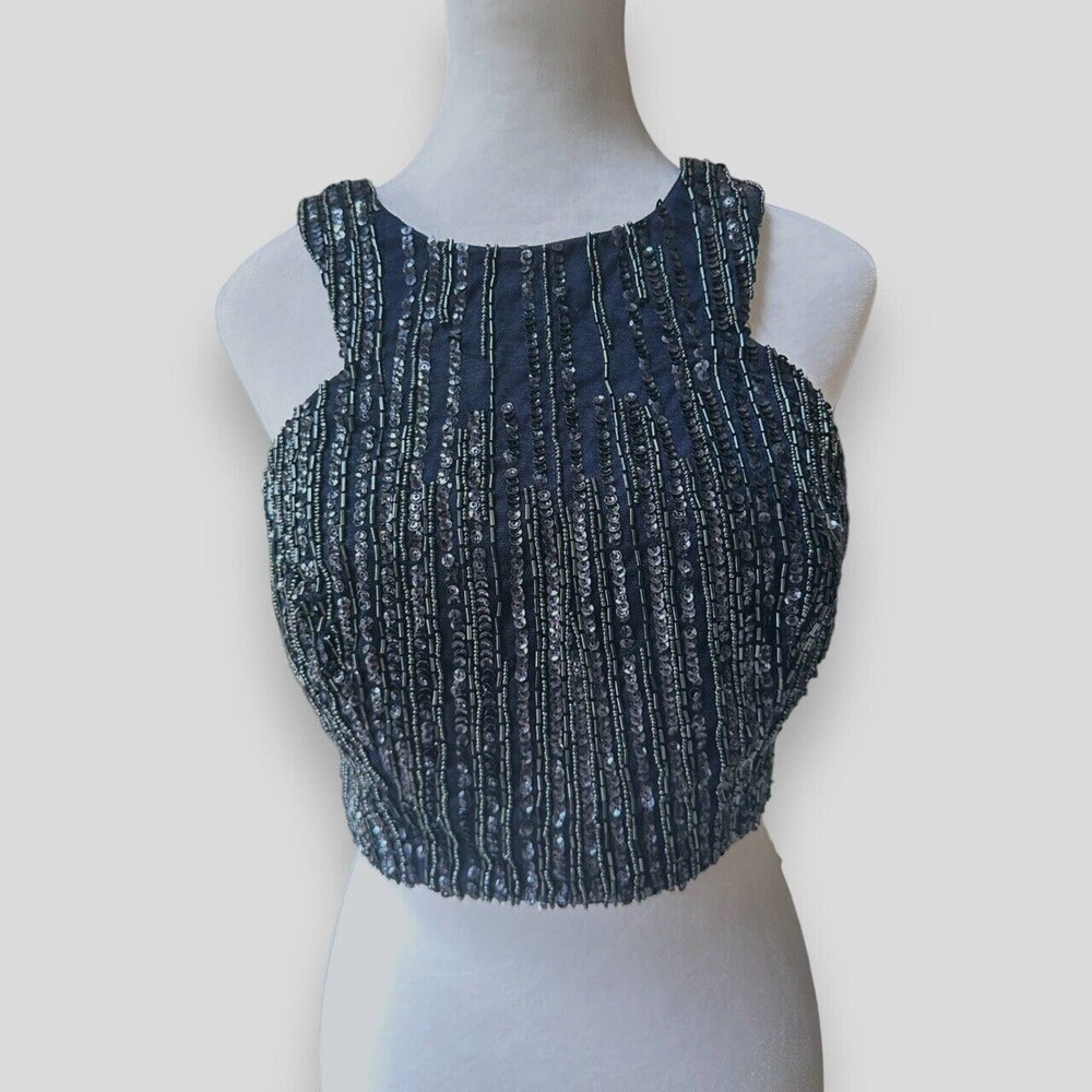 B. Darlin Crop Top Beaded Mermaidcore Mermaid Padded Lined Size M 7/8 Fa…​